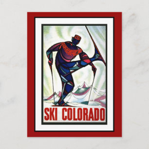 Postkarte Ski Colorado Grüße Vintage