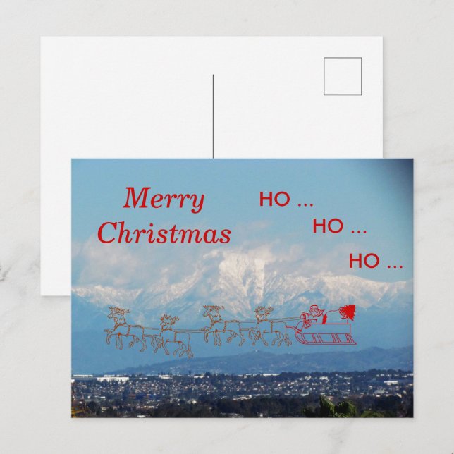 Postkarte - Sleigh und Santa Over SoCal (Vorne/Hinten)