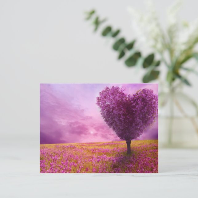 Postkarte - Sommer Blossom Herz Gestreifter Baum (Stehend Vorderseite)