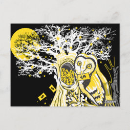 Postkarte – Stadttauben-Eule & Reichtum Surrealer