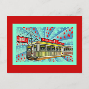 Postkarte stilisiert Retro Googie Mid-Century Dine