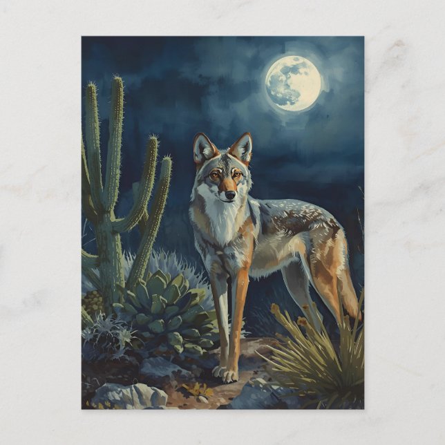 Postkarte Südwestliche Coyote und Mondwüste (Vorderseite)