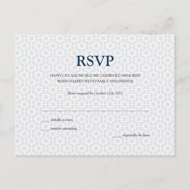 Postkarte-UAWG | Delikate Gemusterte Bar/Bat Mitzv Einladungspostkarte (Vorderseite)