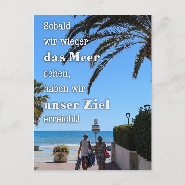 Postkarte „Unser Ziel: das Meer“ (Vorderseite)