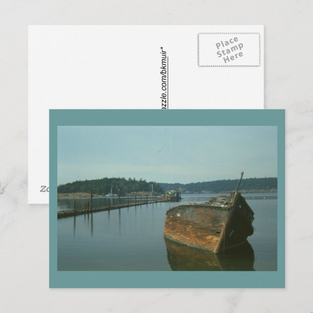 Postkarte - Verlassenenes Boot (Vorne/Hinten)