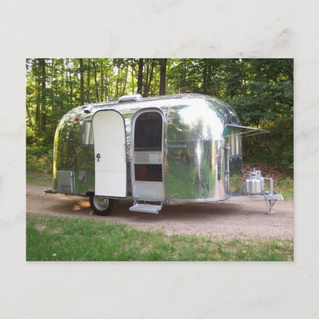 Postkarte Vintag glänzendes Aluminium als Caravel  (Vorderseite)