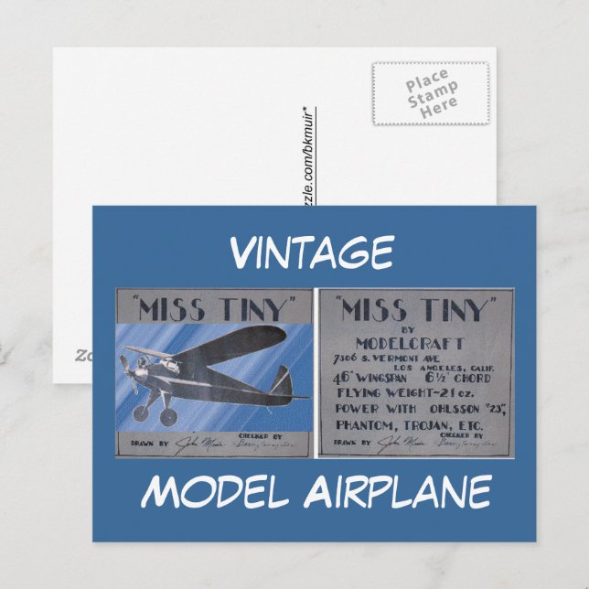 Postkarte - Vintag, Modellflugzeug (Vorne/Hinten)