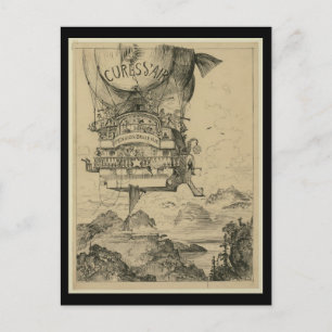 Postkarte-Vintage Art-Heißluftballons 3 Postkarte
