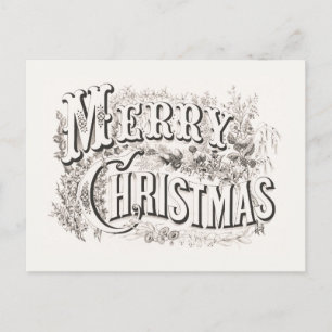 POSTKARTE: VINTAGE FROHE WEIHNACHTEN ILLUSTRATION POSTKARTE