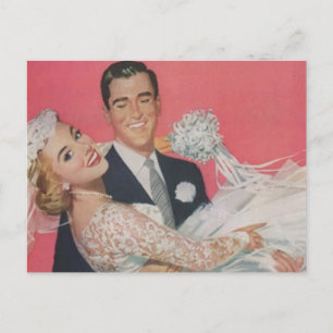 Postkarte Vintage Glückliche Braut Bräutigam Paar 
