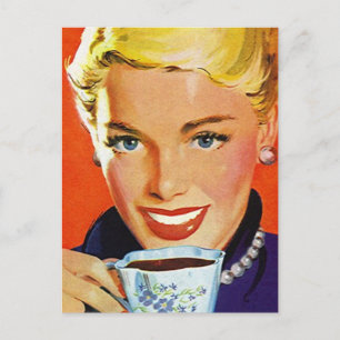 Postkarte Vintage Retro Kaffeeklatsch Plauderei PC