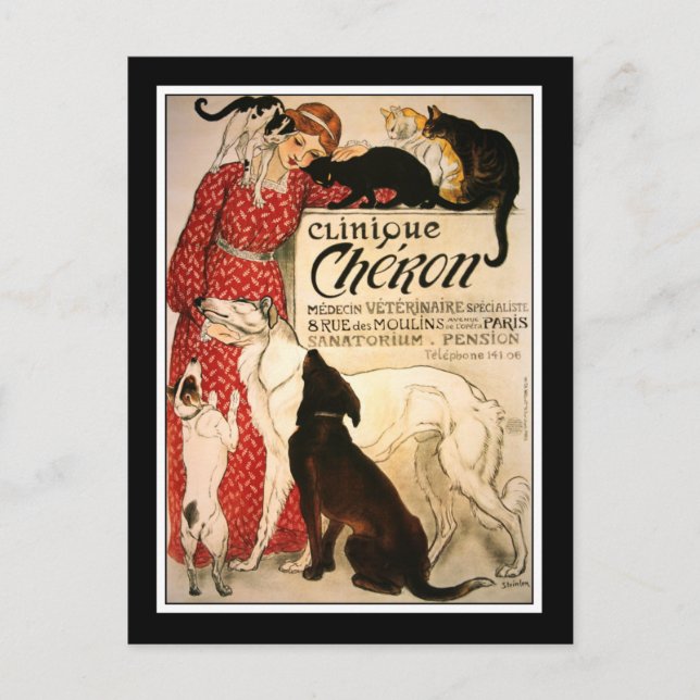 Postkarte: Vintage Steinlen "Clinique Cheron" Postkarte (Vorderseite)