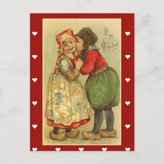 Postkarte Vintager Valentinstag (Vorderseite)