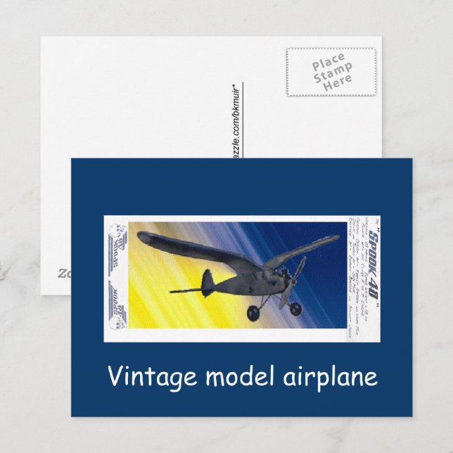 Postkarte - Vintages Modellflugzeug - Spook (Vorne/Hinten)