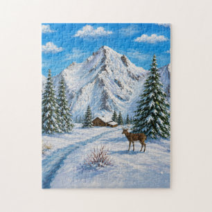 Postkarte vom schneebedeckten Bergtal