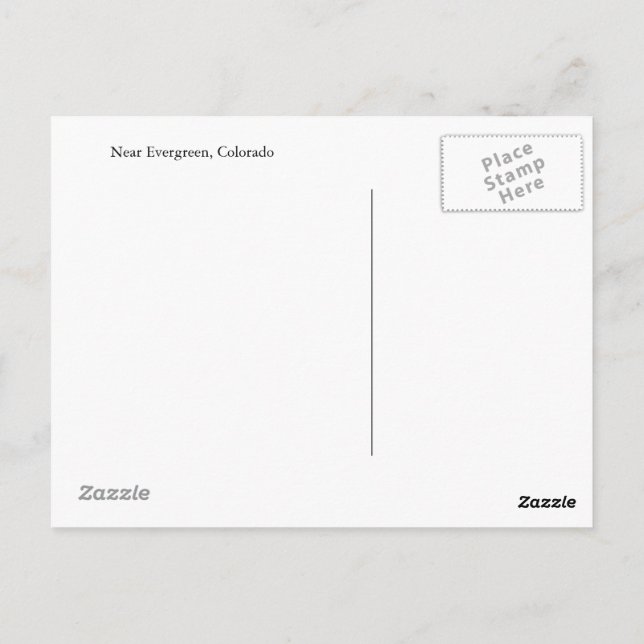 Postkarte von Evergreen, Colorado (Rückseite)