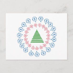 Postkarte - Weihnachtsbaum und Dekorationen