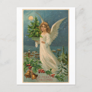 Postkarte: Weihnachtsengel mit kleinem Baum Postkarte