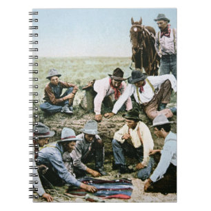 Postkarte, welche die Cowboys spielen Notizblock