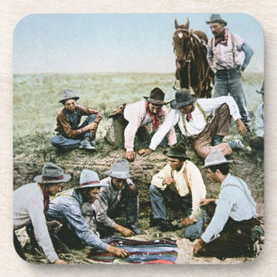 Postkarte, welche die Cowboys spielen Untersetzer