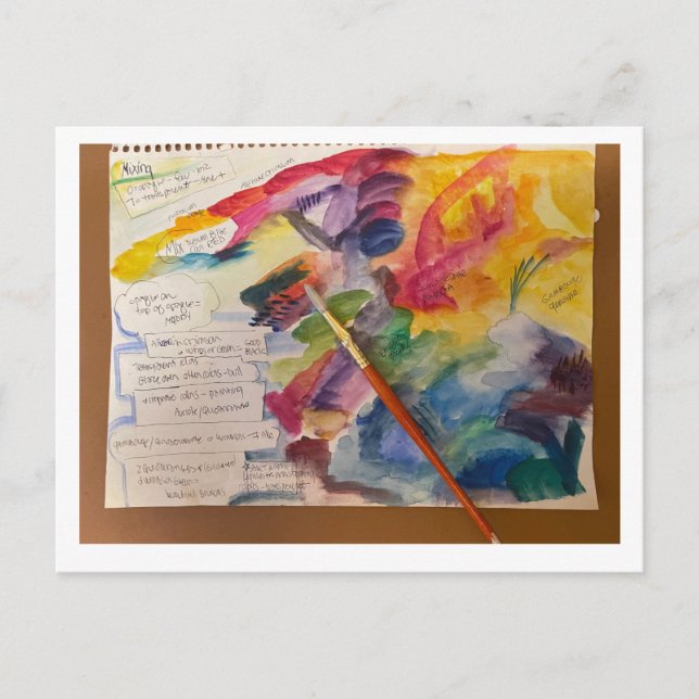 Postkarte zum Mischen der Wasserfarbe (Vorderseite)