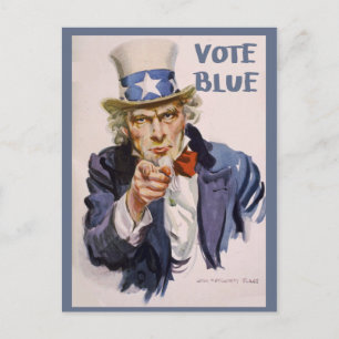 Postkarten an Wähler UNCLE SAM Abstimmung blau