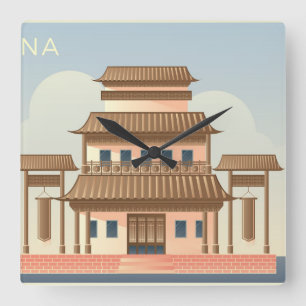 Postkarten der China Quadratische Wanduhr