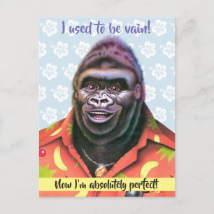 Postkarten-Design mit eitlem Gorilla. Postkarte