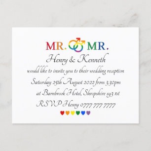 Postkarten-Einladungen - Mr & Mr Hochzeitseinladun Postkarte