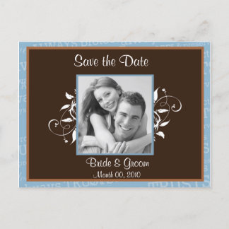 Postkarten für blaues und braunes Save the Date Fo