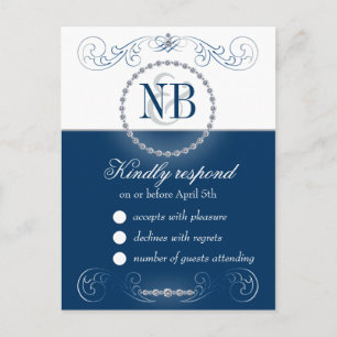 Postkarten für Navy und Silber Rhinestones