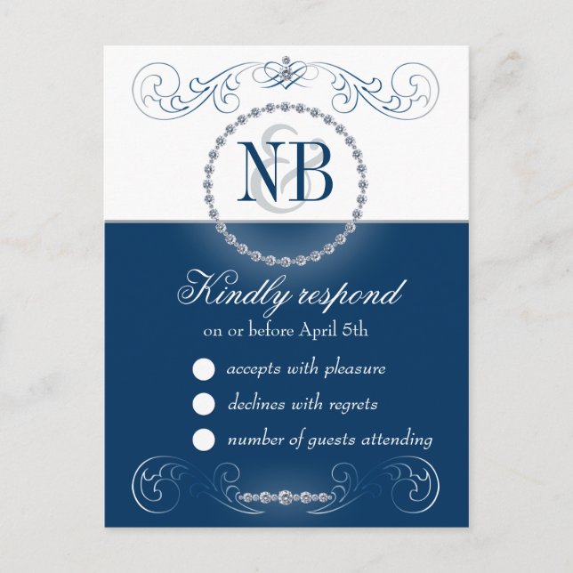 Postkarten für Navy und Silber Rhinestones (Vorderseite)