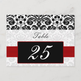 Postkarten für rote Damast-Tischnummern