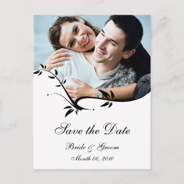 Postkarten für Schwarzweiß-Foto Save the Date (Vorderseite)