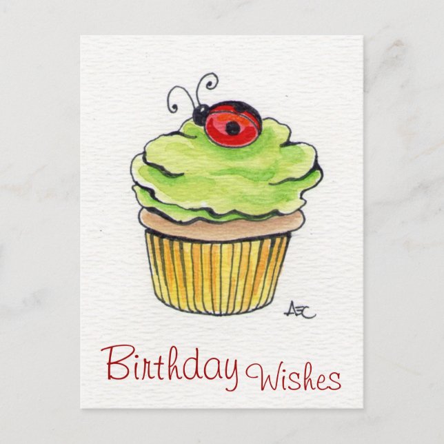 Postkarten für Whimsical Cupcake und Ladybug (Vorderseite)