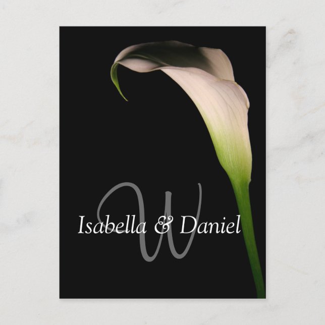 Postkarten Hochzeit Calla Lily W Monogramme (Vorderseite)