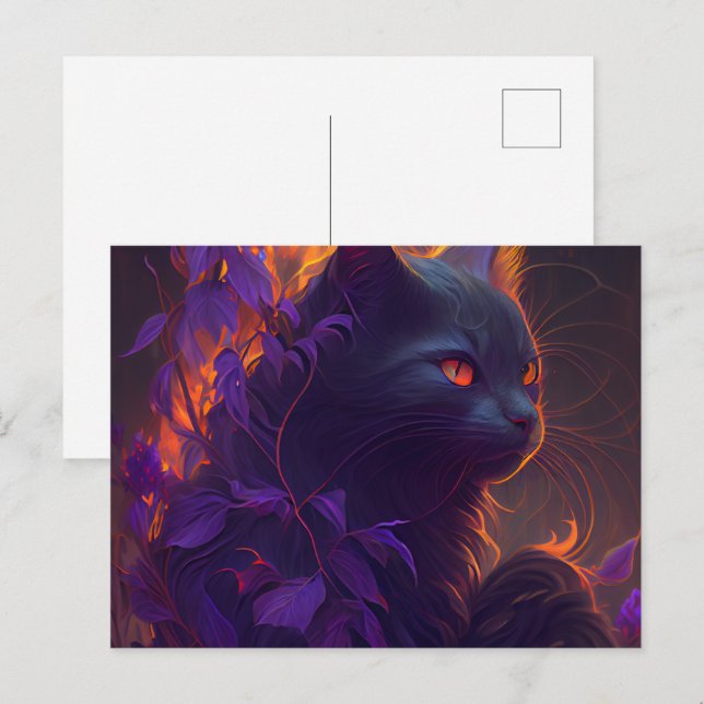 Postkarten Katze Mauve (Vorne/Hinten)