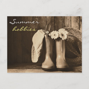 Postkarten mit alten Sommergartenwerkzeugen