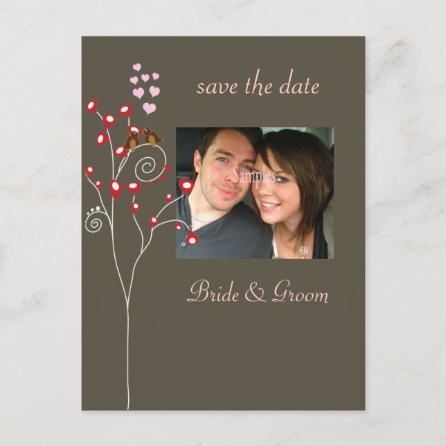 Postkarten mit Save the Date Foto, Liebesvögel (Vorderseite)