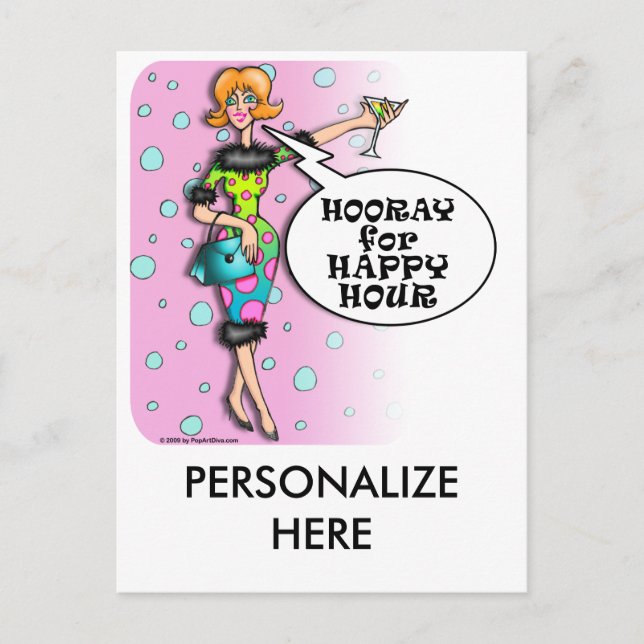 Postkarten - Polka Dot Martini Diva (Vorderseite)
