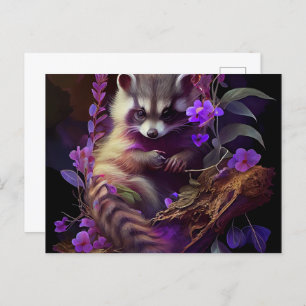 Postkarten Raccoon Mauve