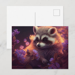 Postkarten Raccoon Mauve
