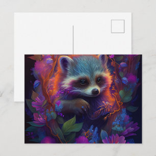 Postkarten Raccoon Mauve