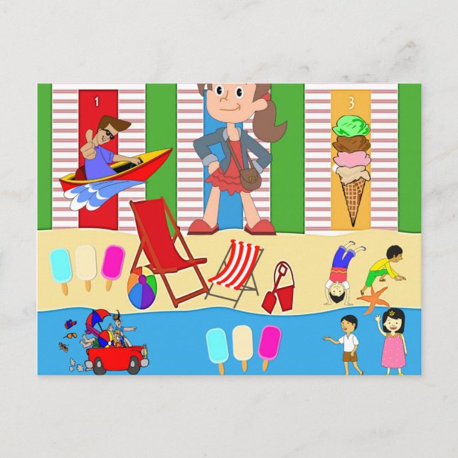 Postkarten Strand Eiscreme (Vorderseite)