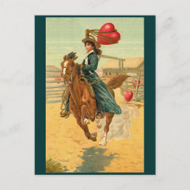 Postkarten - Valentine cowgirl Pferdebrille Herz