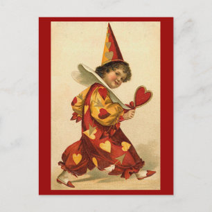 Postkarten - Valentinsclown-Herzen Harlekin