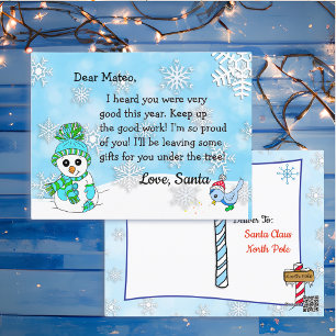 Postkarten von Santa: Süßer Schneemann