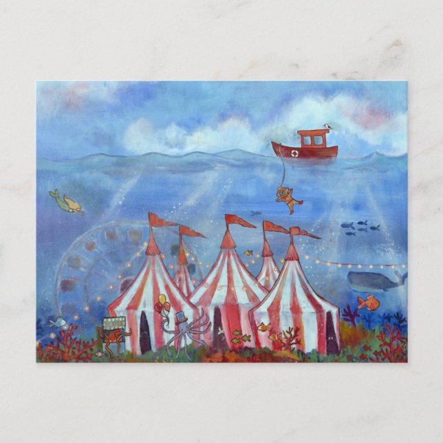 Postkarten Whimsical Unterwasserzirkus  (Vorderseite)