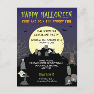 Postkarteneinladung "Happy Halloween" Einladungspostkarte