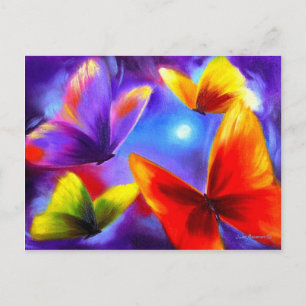 Postkartenparade mit bunten Schmetterlingsgemälden Postkarte